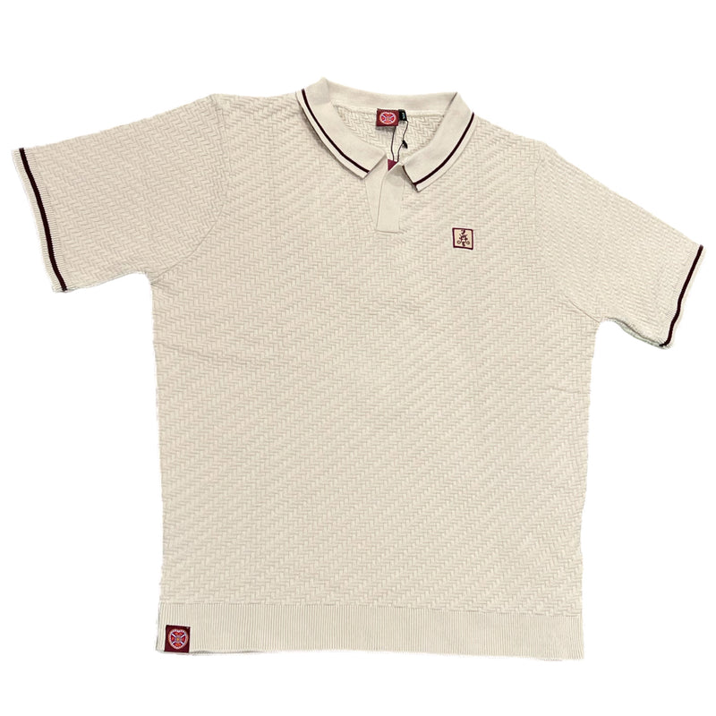 Herringbone Open Collar Knitted Polo