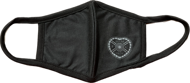 Black Face Covering with White Crest