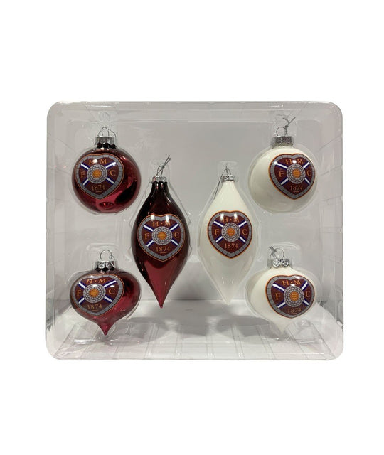 6 pack of Hearts Christmas Baubles
