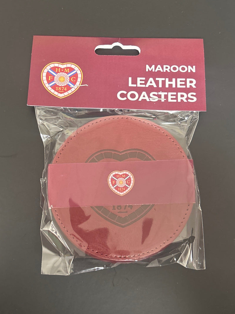Maroon Leather Coasters 4 pack
