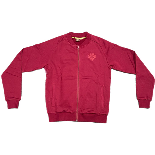Premium Maroon Track Jacket (full zip) with Maroon Crest - Junior