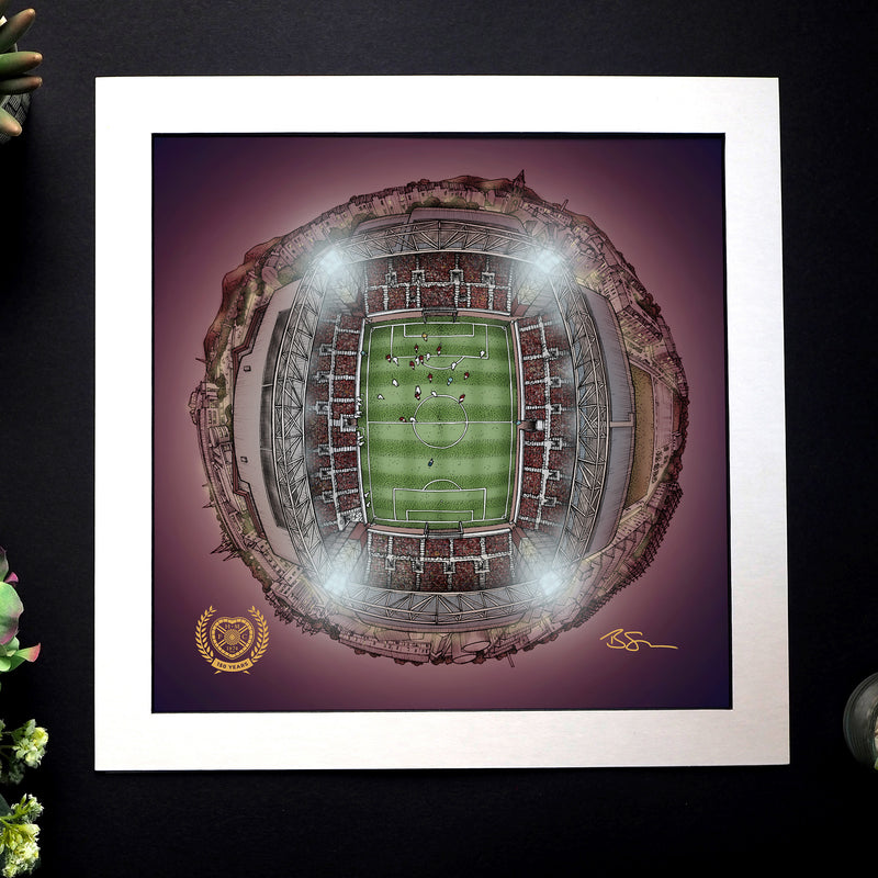 Tynecastle Park Globe at night 150th Anniversary Version by Staves Art (12