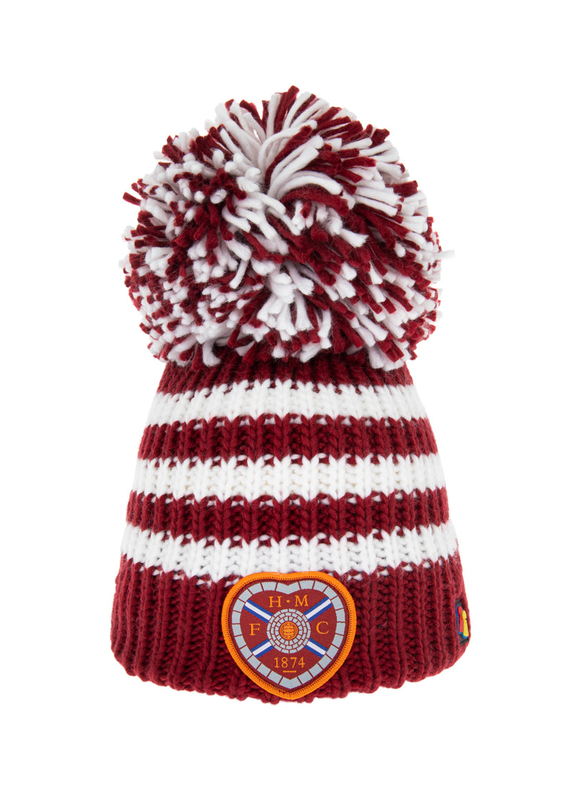 Big Bobble Hat - Maroon & White Stripe