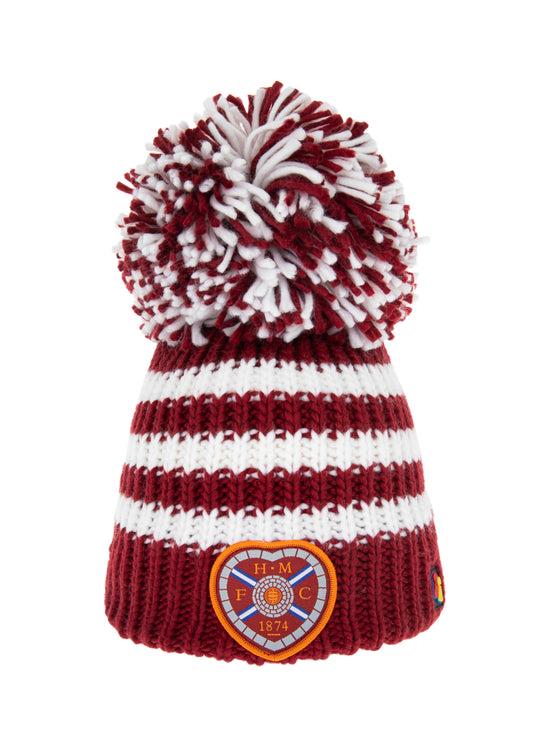 Big Bobble Hat - Maroon & White Stripe