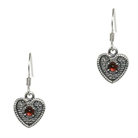 Sterling Silver & Garnet Heart of Midlothian earrings