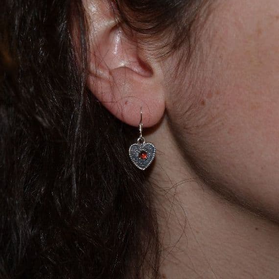 Sterling Silver & Garnet Heart of Midlothian earrings