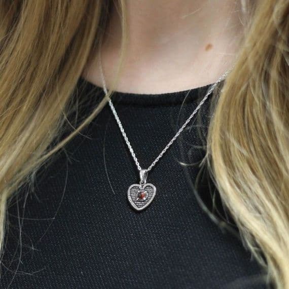 Sterling Silver & Garnet Heart of Midlothian Pendant (no chain)