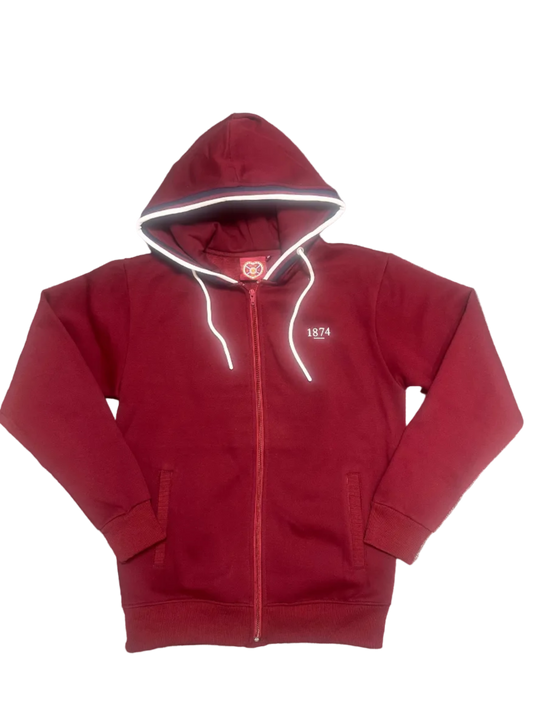 1874 Maroon Zip Hoodie