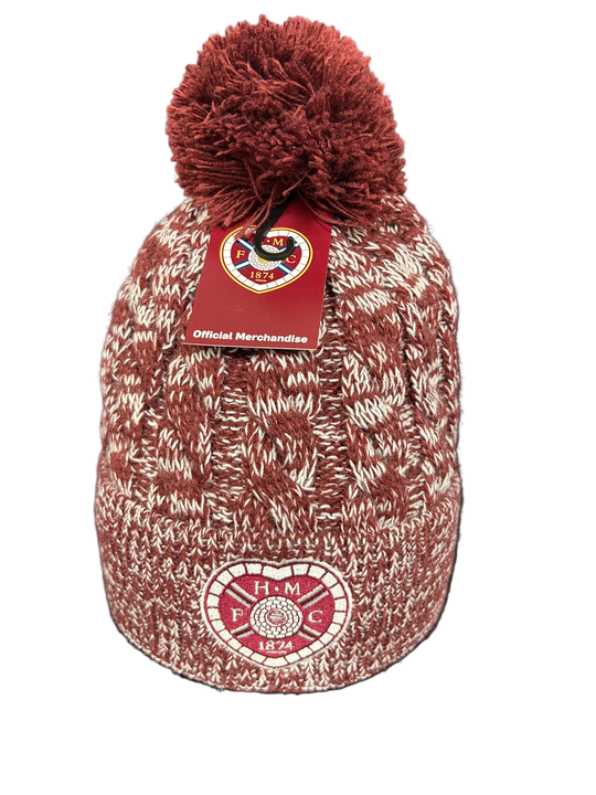 Maroon Cable Knit Bobble Hat