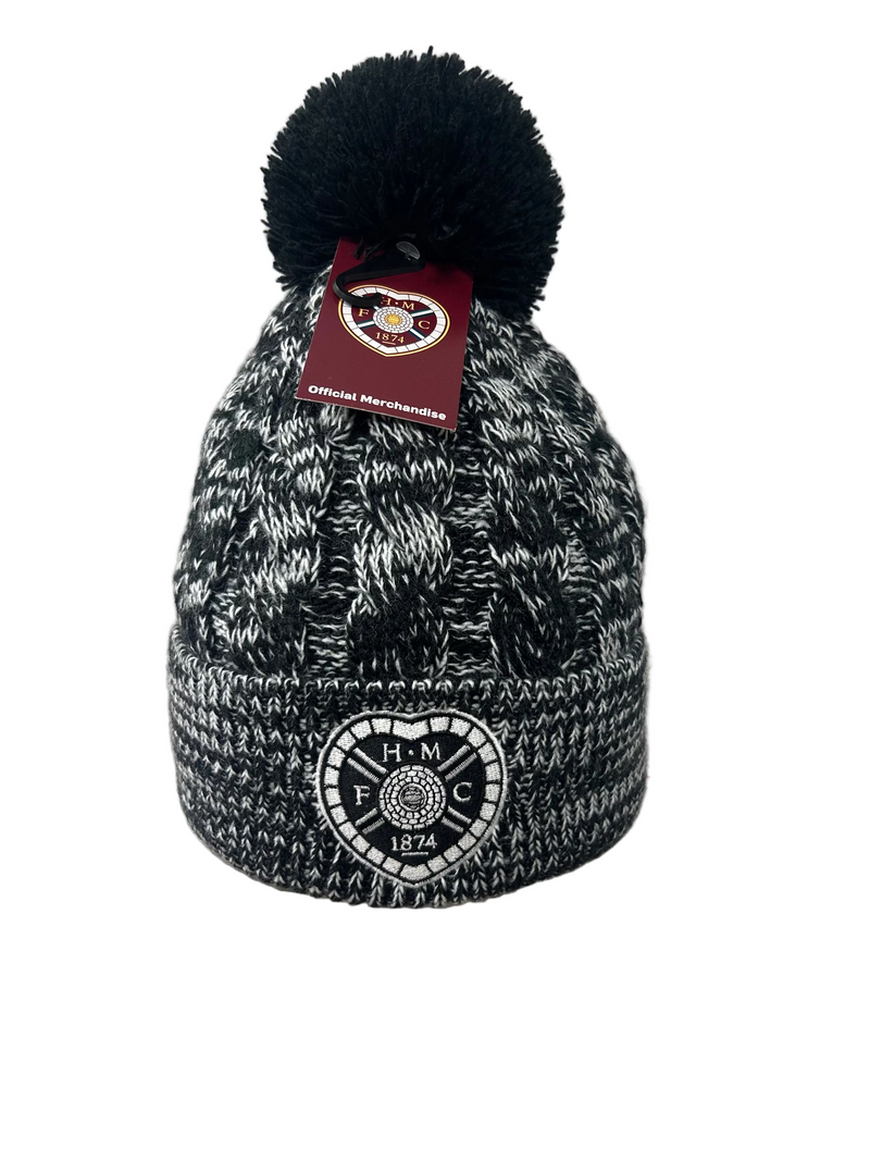 Black Cable Knit Bobble Hat