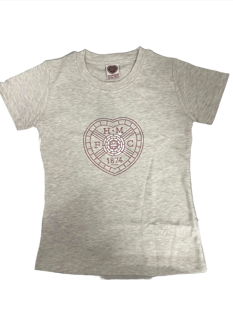 Ladies Diamante Grey Marl T-Shirt