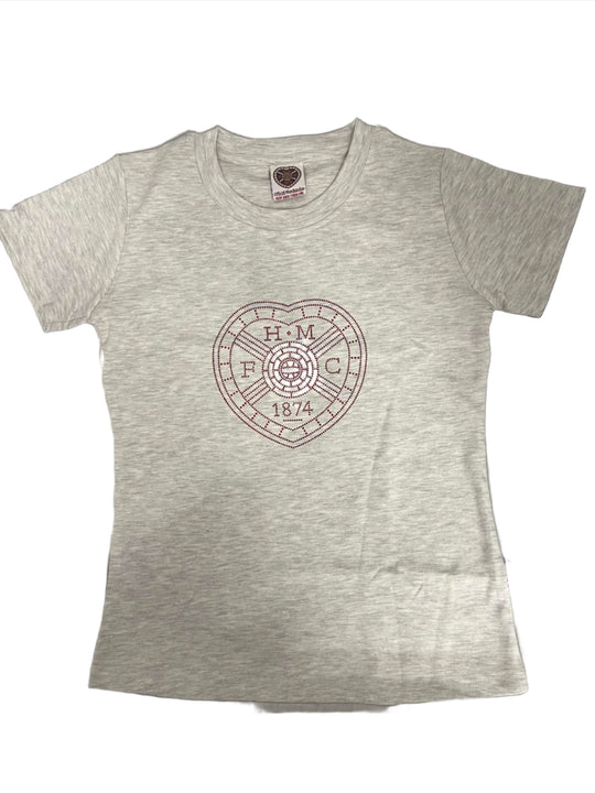 Ladies Diamante Grey Marl T-Shirt