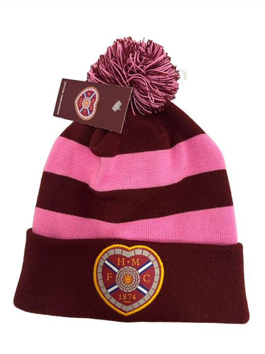 Pink and Maroon Bobble Hat