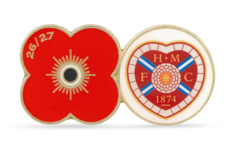 Hearts Poppy Football Pin 2026/27
