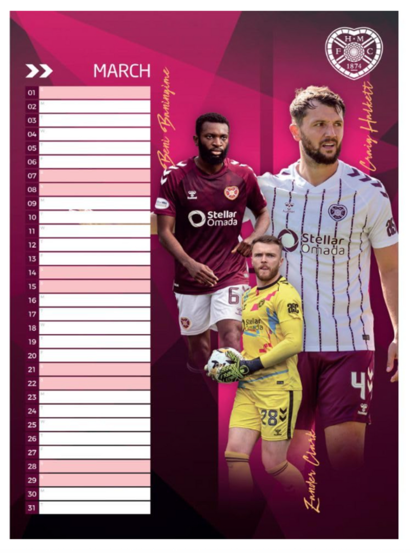 Official Heart of Midlothian Calendar 2026