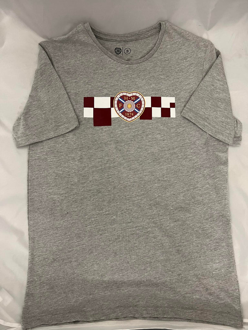 Grey T-Shirt Crest & Checkered Detail
