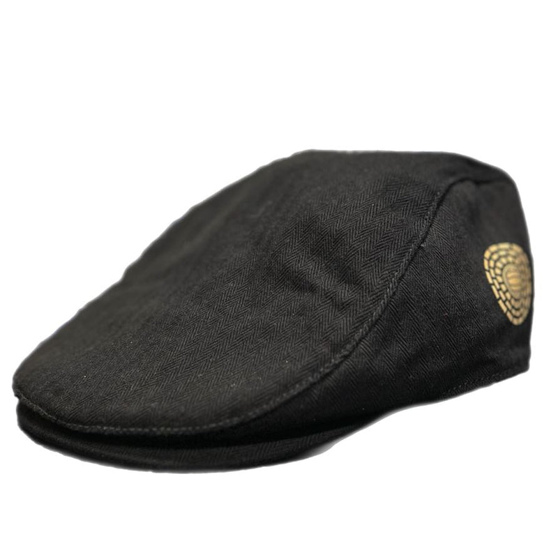 Black Flat Cap (gold center crest logo)