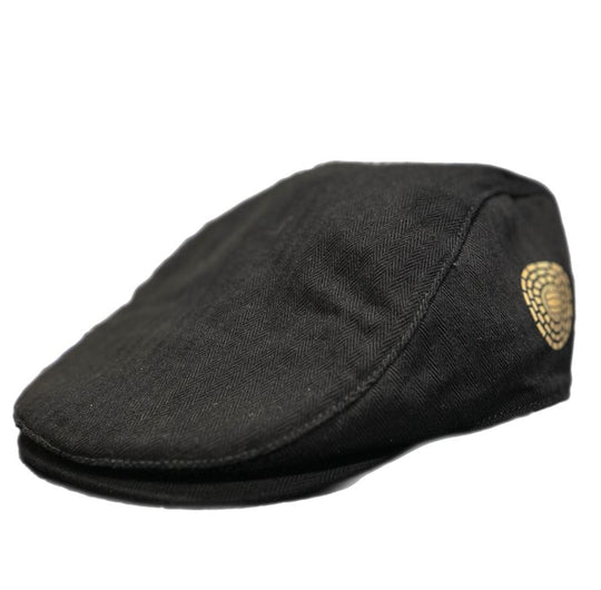 Black Flat Cap (gold center crest logo)