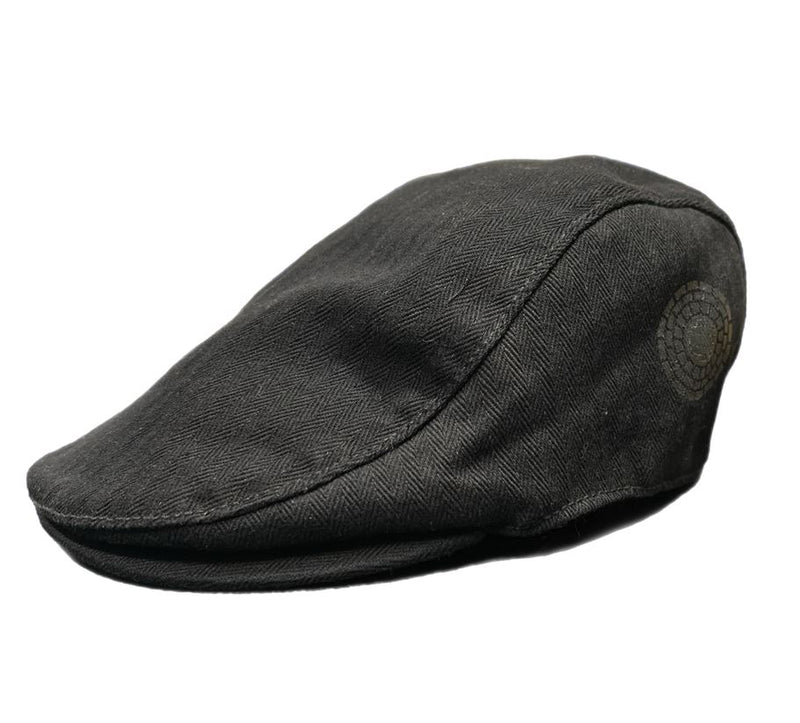 Black Flat Cap (silver center crest logo)