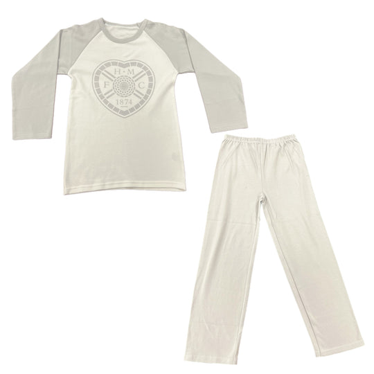 Kid's Grey & White Long Raglan Sleeve PJs