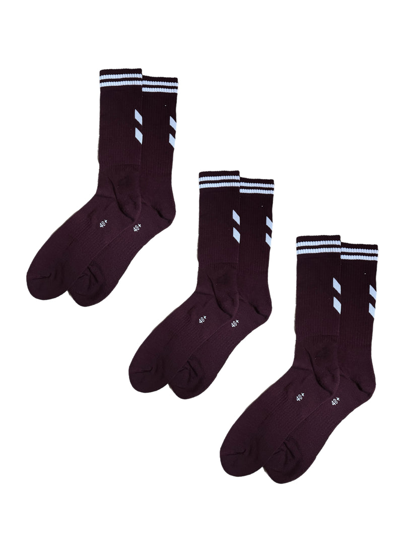Hummel 3 pack maroon socks