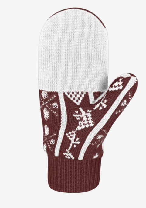 Hearts Mittens Maroon/ Gold
