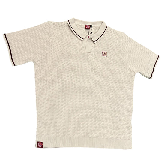 Herringbone Open Collar Knitted Polo