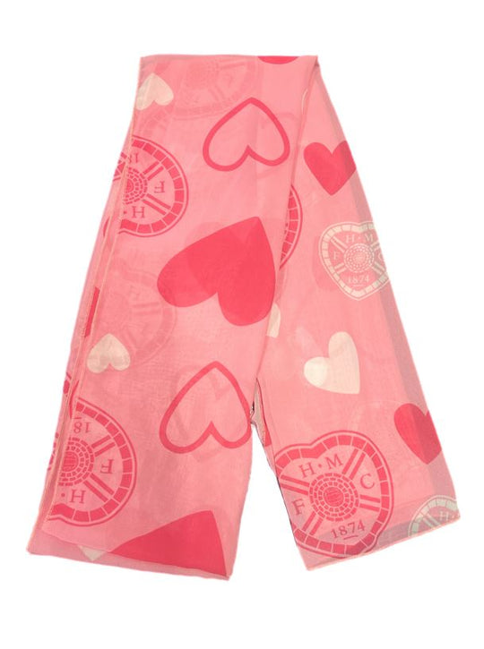 Pink Crest and Hearts Chiffon Scarf