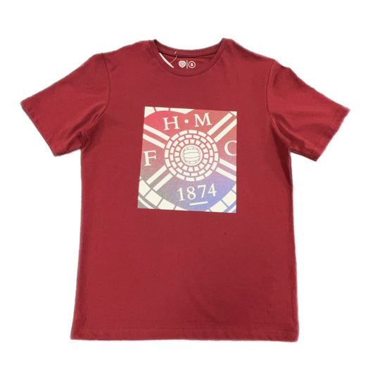 Maroon T-Shirt with multi colour crest -youth
