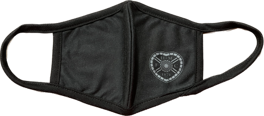 Black Face Covering with White Crest